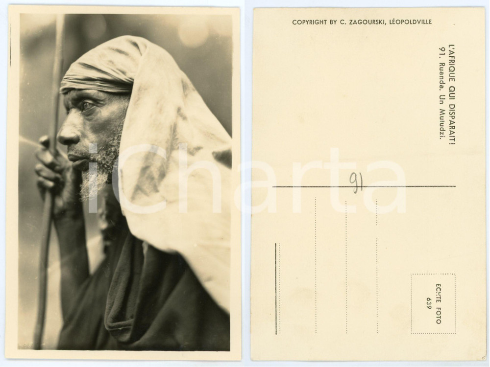 1930 ca C. ZAGOURSKI «L'Afrique qui disparaît» RUANDA - Un Mutudzi *Postcard 91  Fotocartolina postale d'epoca, appartenente alla serie &laquo;L'Afrique qui dispara&icirc;t&raquo; del fotografo Casimir Zagourski (L&eacute;opoldville).Non viaggiata.CONDIZIONI: GFORMATO: 9x14 cm    originale e autentica 1