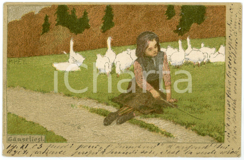 1903 DEUTSCHLAND "Gänseliesl" by Paul HEY - Postkarte FP VG  Cartolina postale d'epoca, viaggiata.CONDIZIONI: FAIRFORMATO: FP    originale e autentica 1