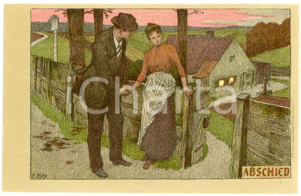 1900 ca DEUTSCHLAND "Abschied" by Paul HEY - Postkarte FP NV  Cartolina postale d'epoca, non viaggiata.CONDIZIONI: FAIR FORMATO: FP    originale e autentica 1