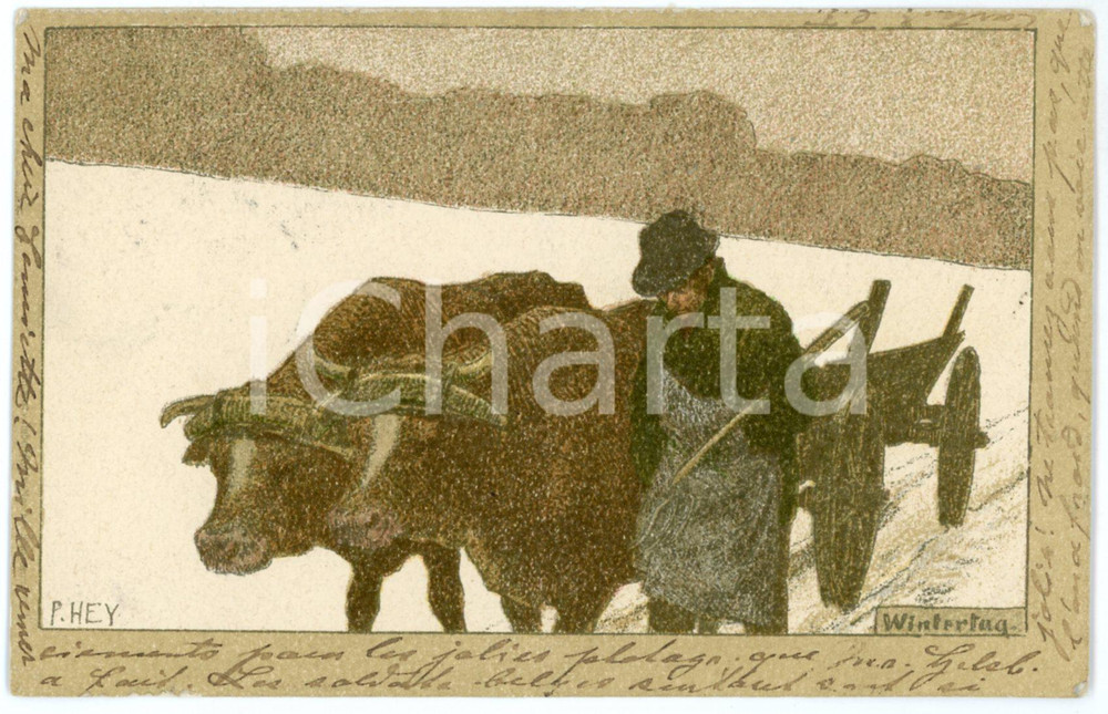 1903 DEUTSCHLAND "Wintertag" by Paul HEY - Postkarte FP VG  Cartolina postale d'epoca, viaggiata.CONDIZIONI: FAIR (piegatura all'angolo inferiore sinistro)FORMATO: FP    originale e autentica 1