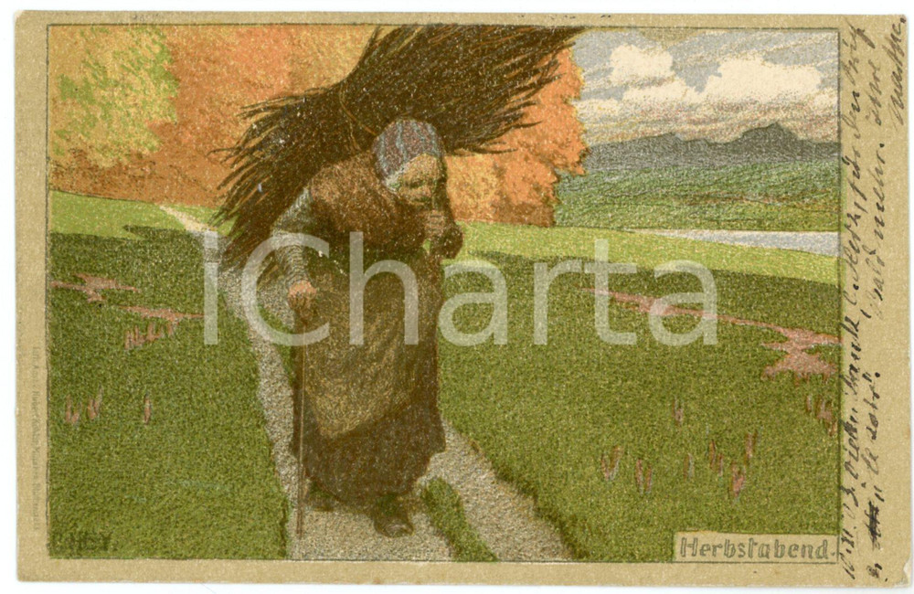 1903 DEUTSCHLAND "Herbstabend" by Paul HEY - Postkarte FP VG  Cartolina postale d'epoca, viaggiata.CONDIZIONI: FAIR (piegatura all'angolo inferiore sinistro)FORMATO: FP    originale e autentica 1