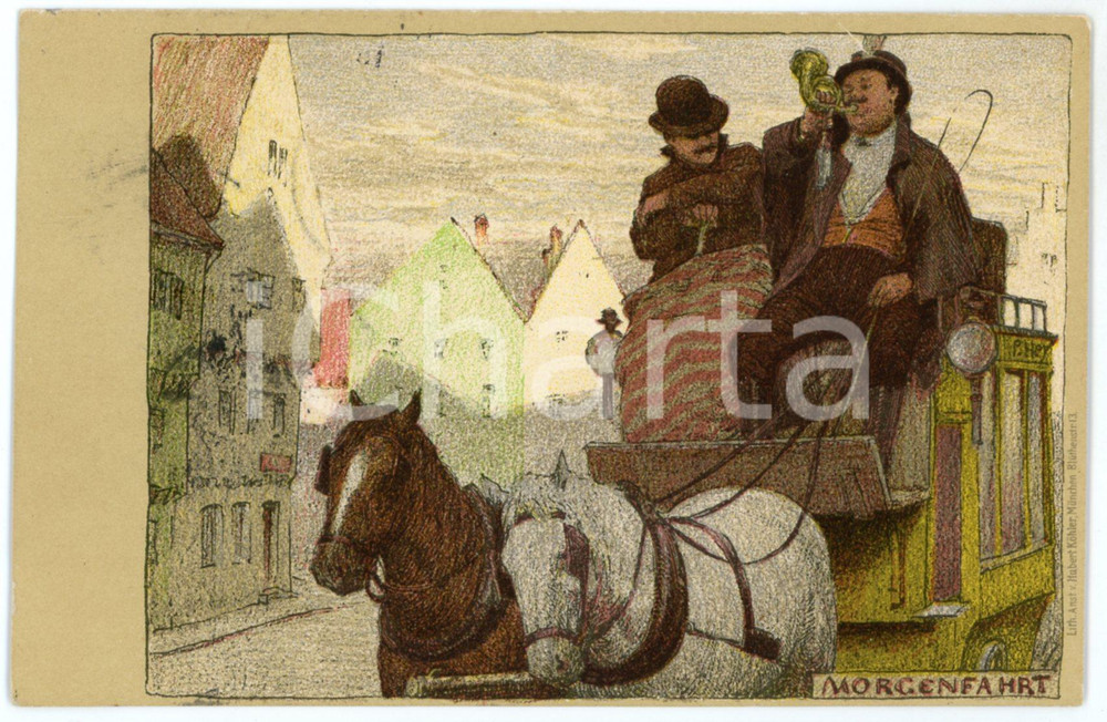 1903 DEUTSCHLAND "Morgenfahrt" by Paul HEY - Postkarte FP VG  Cartolina postale d'epoca, viaggiata.CONDIZIONI: FAIRFORMATO: FP    originale e autentica 1