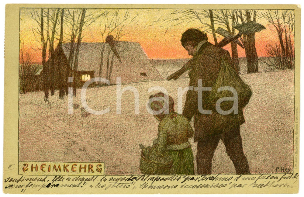 1902 DEUTSCHLAND "Heimkehr" by Paul HEY - Postkarte FP VG  Cartolina postale d'epoca, viaggiata.CONDIZIONI: FAIR FORMATO: FP    originale e autentica 1