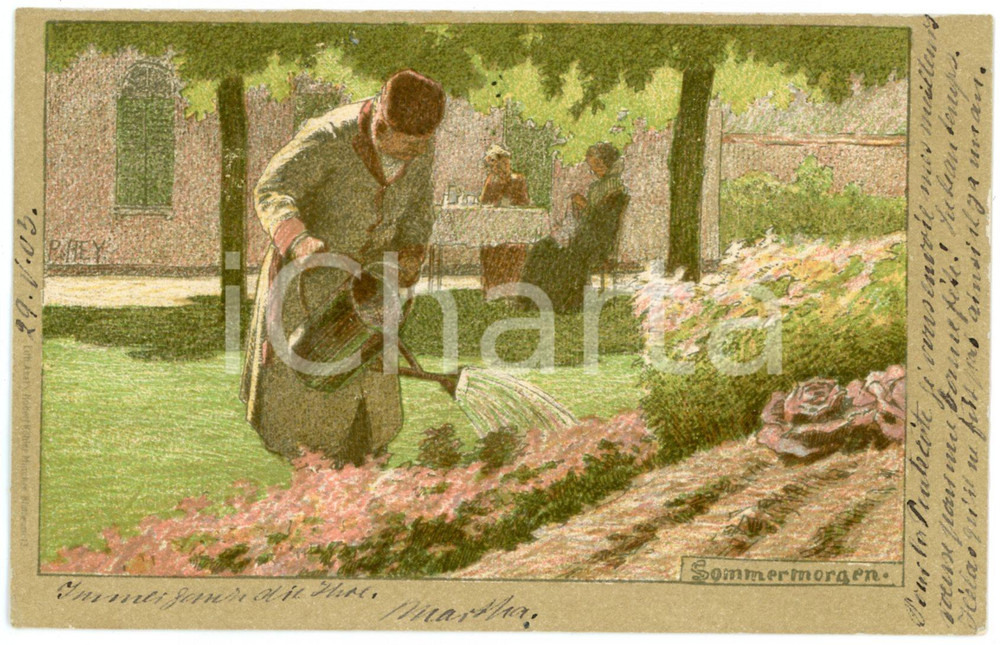 1903 DEUTSCHLAND "Sommermorgen" by Paul HEY - Postkarte FP VG  Cartolina postale d'epoca, viaggiata.CONDIZIONI: FAIR (lievi smussature agli angoli)FORMATO: FP    originale e autentica 1