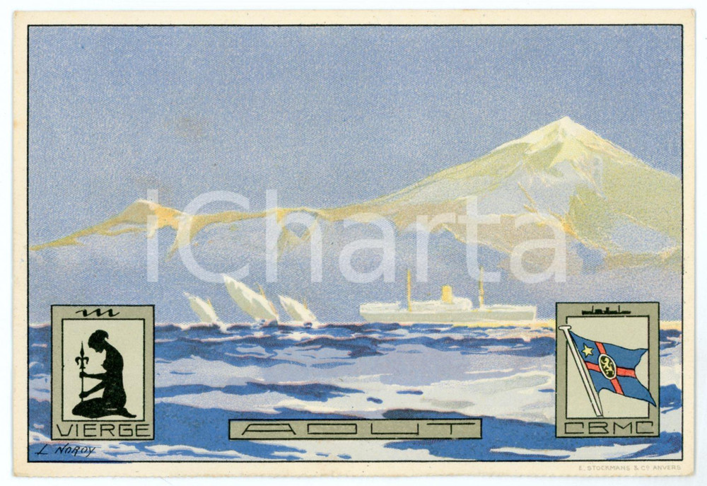 1910 ca COMPAGNIE BELGE MARITIME du CONGO - Août/ Vierge *Postcard L. NOROY  Cartolina postale d'epoca, non viaggiata, opera dell'illustratore Louis Royon (che si firma "L. Noroy").CONDIZIONI: GFORMATO: FP    originale e autentica 1