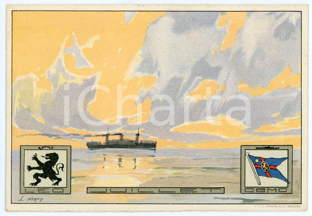1910 ca COMPAGNIE BELGE MARITIME du CONGO - Juillet/ Leo *Postcard L. NOROY  Cartolina postale d'epoca, non viaggiata, opera dell'illustratore Louis Royon (che si firma "L. Noroy").CONDIZIONI: GFORMATO: FP    originale e autentica 1