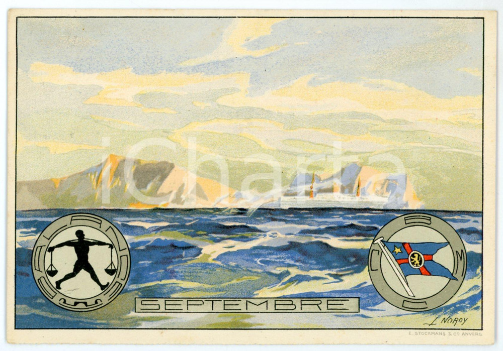 1910 COMPAGNIE BELGE MARITIME du CONGO - Septembre/ Balance *Postcard L. NOROY  Cartolina postale d'epoca, non viaggiata, opera dell'illustratore Louis Royon (che si firma "L. Noroy").CONDIZIONI: GFORMATO: FP    originale e autentica 1