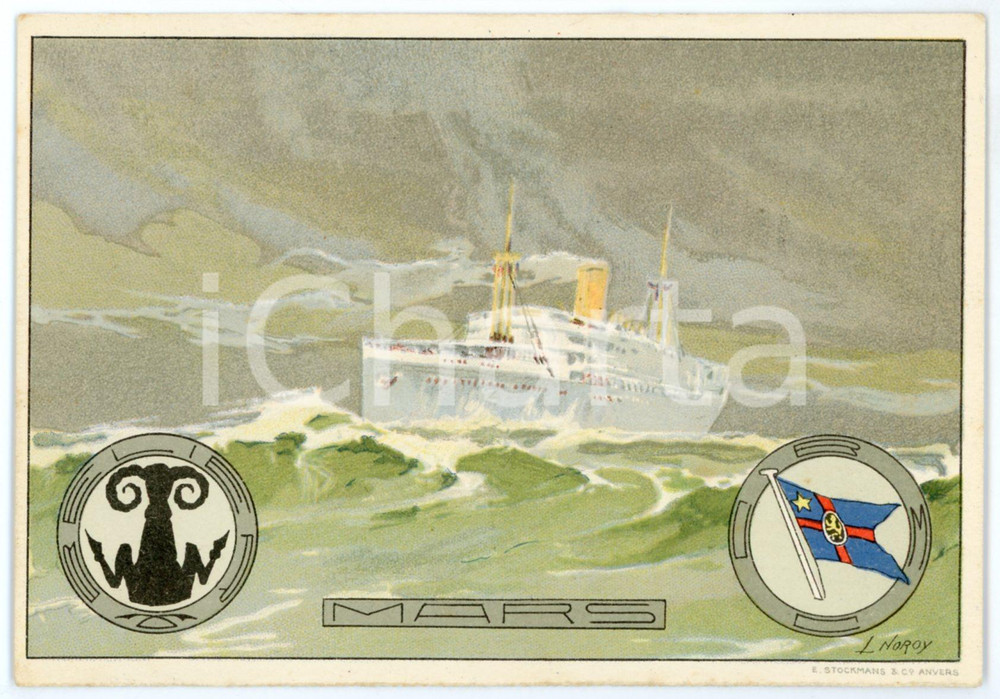 1910 ca COMPAGNIE BELGE MARITIME du CONGO - Mars/ Bélier *Postcard L. NOROY  Cartolina postale d'epoca, non viaggiata, opera dell'illustratore Louis Royon (che si firma "L. Noroy").CONDIZIONI: GFORMATO: FP    originale e autentica 1