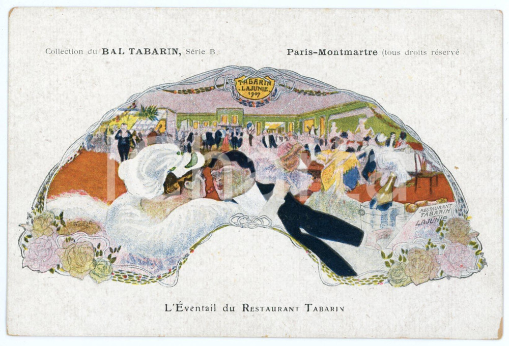 1907 PARIS MONTMARTRE  BAL TABARIN - L'Eventail - Carte postale  Cartolina postale d'epoca, non viaggiata.CONDIZIONI: GFORMATO: FP    originale e autentica 1
