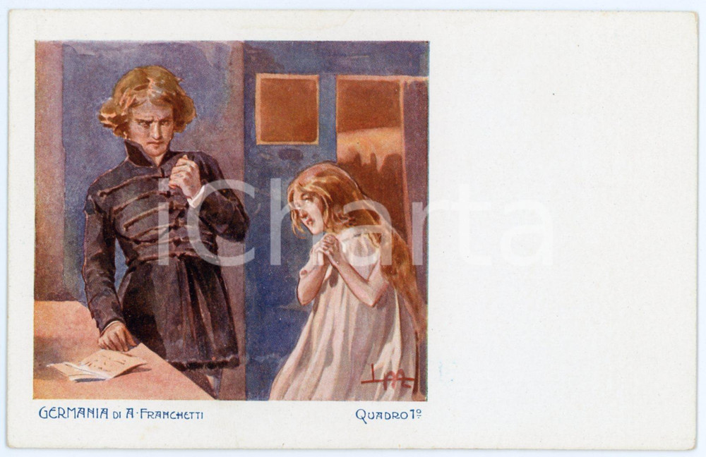 1905 ca LIRICA Alberto FRANCHETTI "Germania" - Quadro 1° (2) - Cartolina  Cartolina postale d'epoca, non viaggiata.Editore: Officine G. Ricordi &amp; C. Milano.CONDIZIONI: GFORMATO: FP    originale e autentica 1