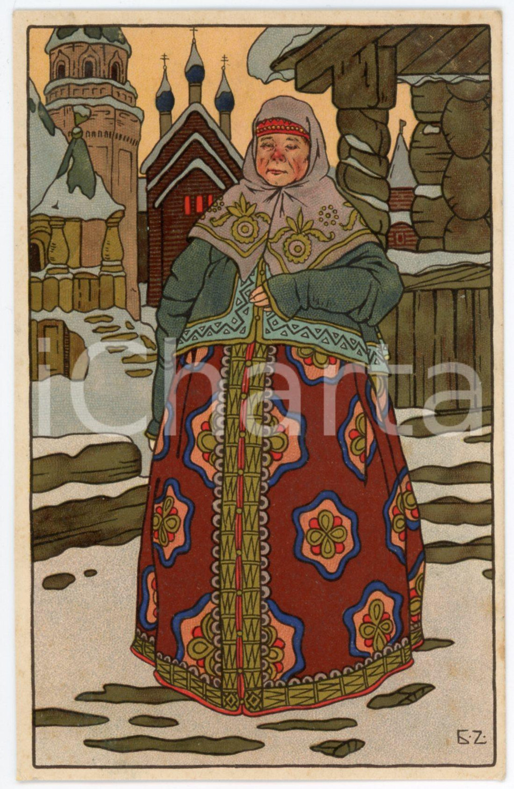 1910 ca RUSSIA Artist Boris ZVORYKIN - Woman - Ethnic types - Postcard Cartolina postale d'epoca, illustrata, non viaggiata.Messaggio manoscritto al verso.CONDIZIONI: G (minime smussature angolari; lievi fioriture al verso)FORMATO: FP    originale e autentica 1