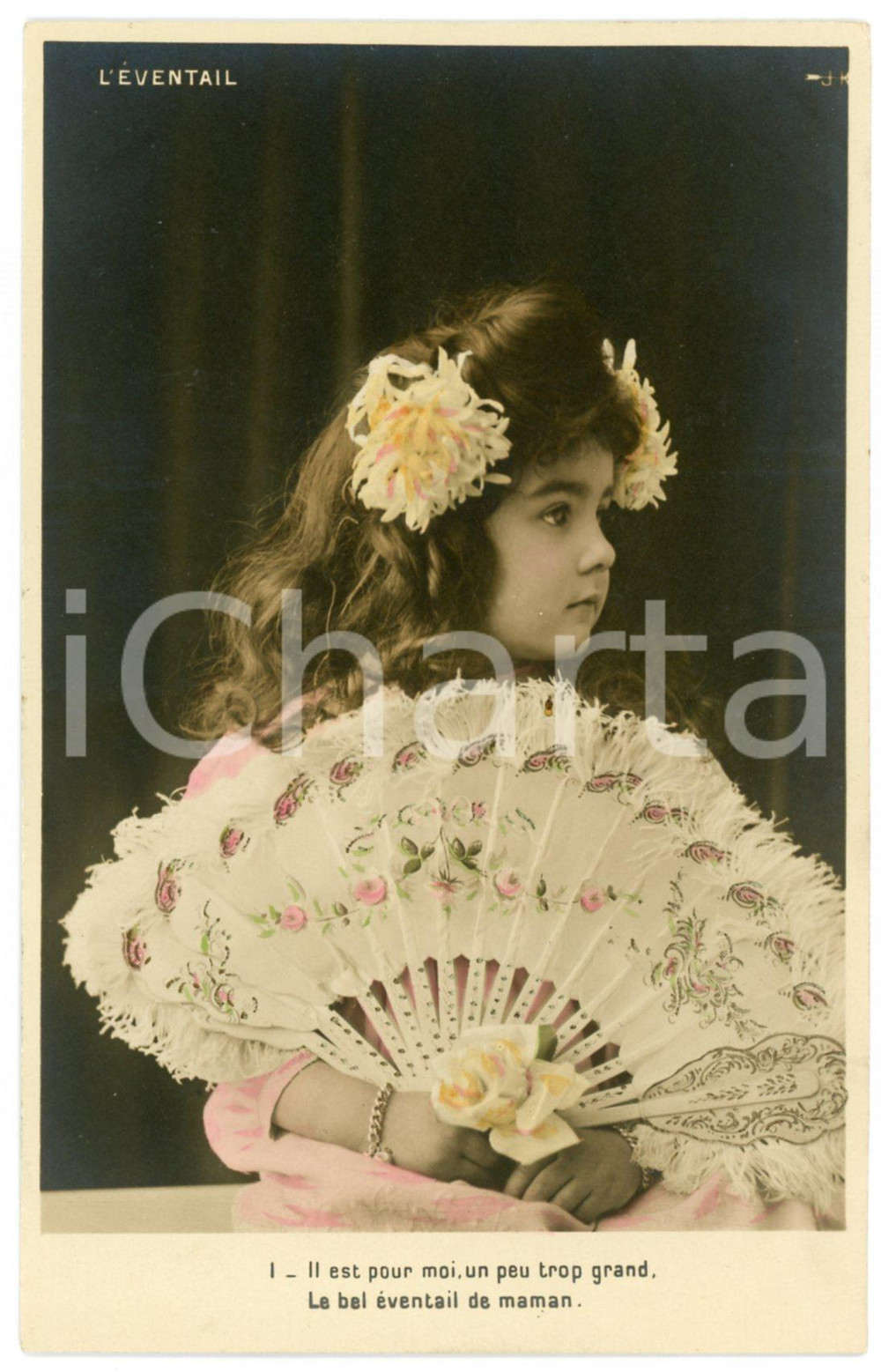 1900 ca FRANCE ENFANTS - L'éventail -  Le bel éventail de maman *Postcard  Cartolina postale d'epoca, non viaggiata, n&deg; 1 di una serie in sequenza. GOOD/buono  Formato: 9x14 cm originale e autentica 1