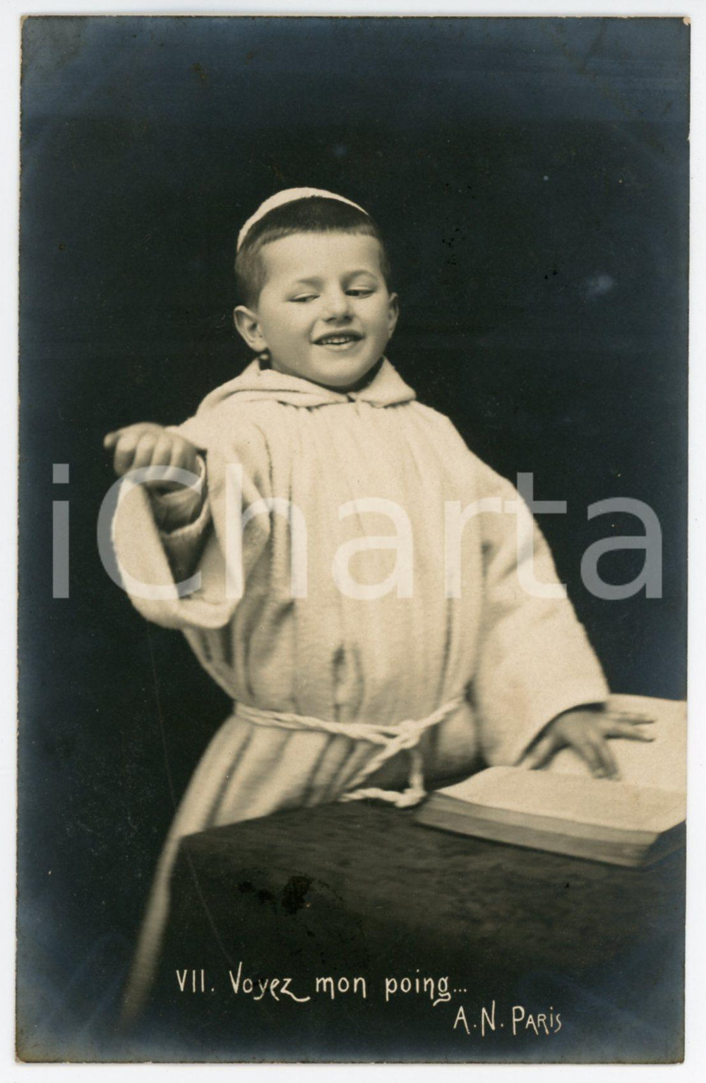 1902 CHILDREN - Voyez mon poing - Friar child - Vintage postcard n°7  Cartolina postale d'epoca, viaggiata.CONDIZIONI: GFORMATO: FP    originale e autentica 1
