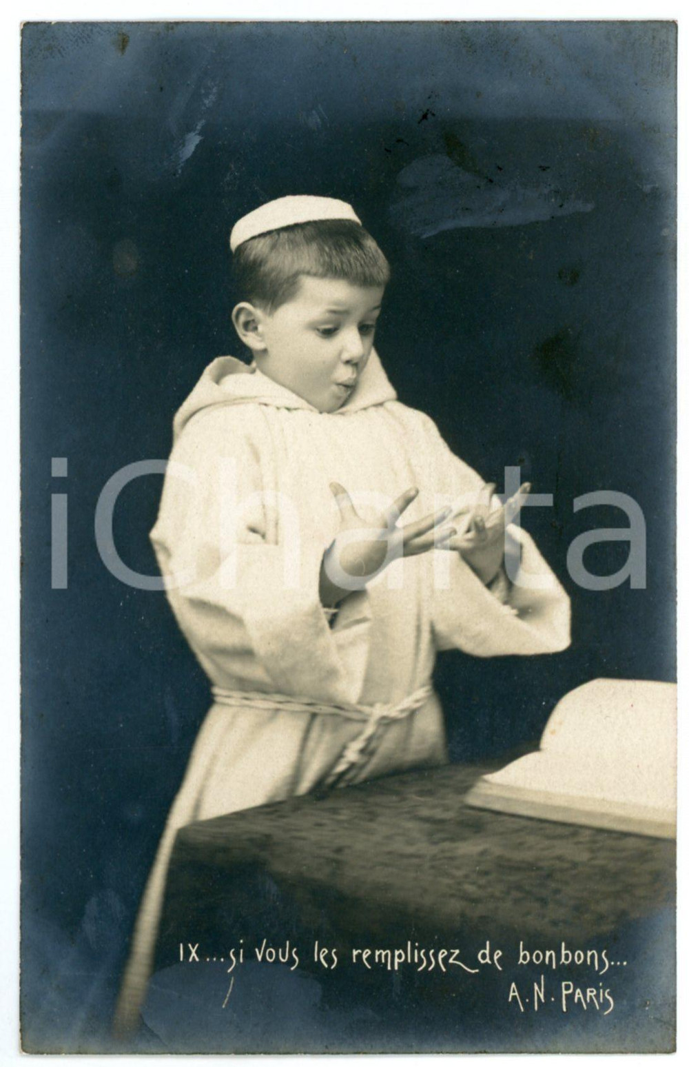 1902 CHILDREN - Si vous les remplissez de bonbons - Friar child - Postcard n°9  Cartolina postale d'epoca, viaggiata.CONDIZIONI: GFORMATO: FP    originale e autentica 1