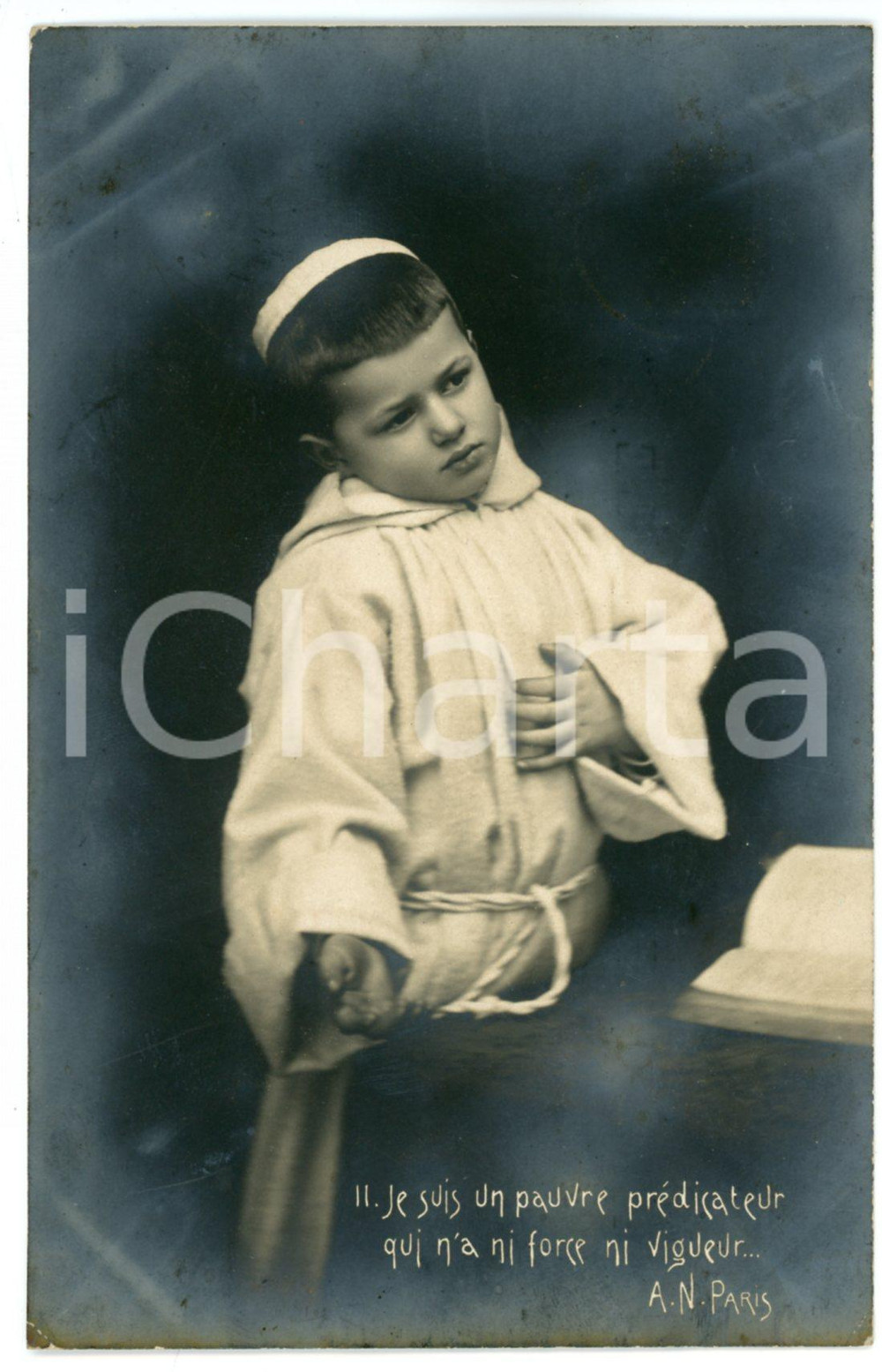 1902 CHILDREN - Je suis un pauvre prédicateur - Friar child - Postcard n°2  Cartolina postale d'epoca, viaggiata.CONDIZIONI: G (minime smussature angolari)FORMATO: FP    originale e autentica 1