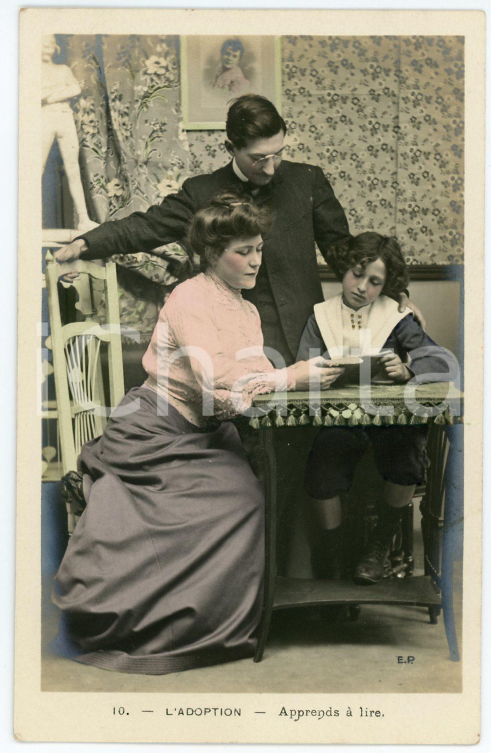 1905 ca FRANCE L' ADOPTION - Apprends à lire - Vintage postcard n°10  Cartolina postale d'epoca, non viaggiata.CONDIZIONI: GFORMATO: FP    originale e autentica 1