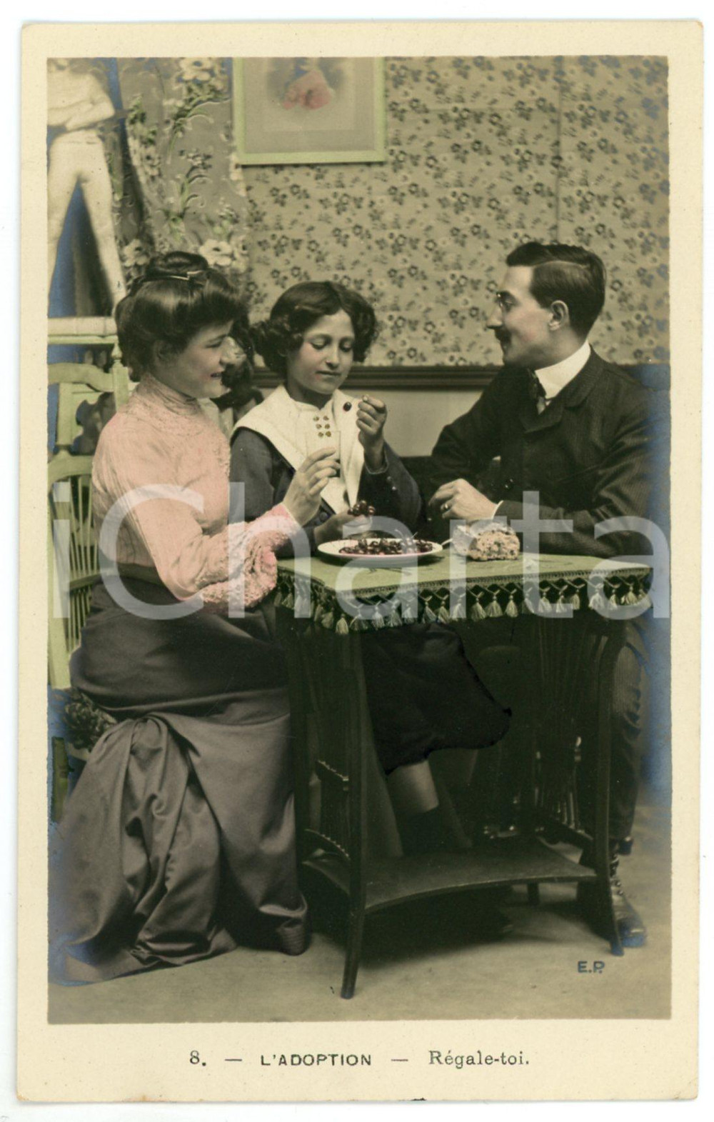 1905 ca FRANCE L' ADOPTION - Régale-toi - Vintage postcard n°8  Cartolina postale d'epoca, non viaggiata.CONDIZIONI: GFORMATO: FP    originale e autentica 1