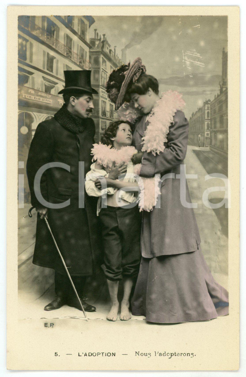 1905 ca FRANCE L' ADOPTION - Nous l'adopterons - Vintage postcard n°5  Cartolina postale d'epoca, non viaggiata.CONDIZIONI: GFORMATO: FP    originale e autentica 1