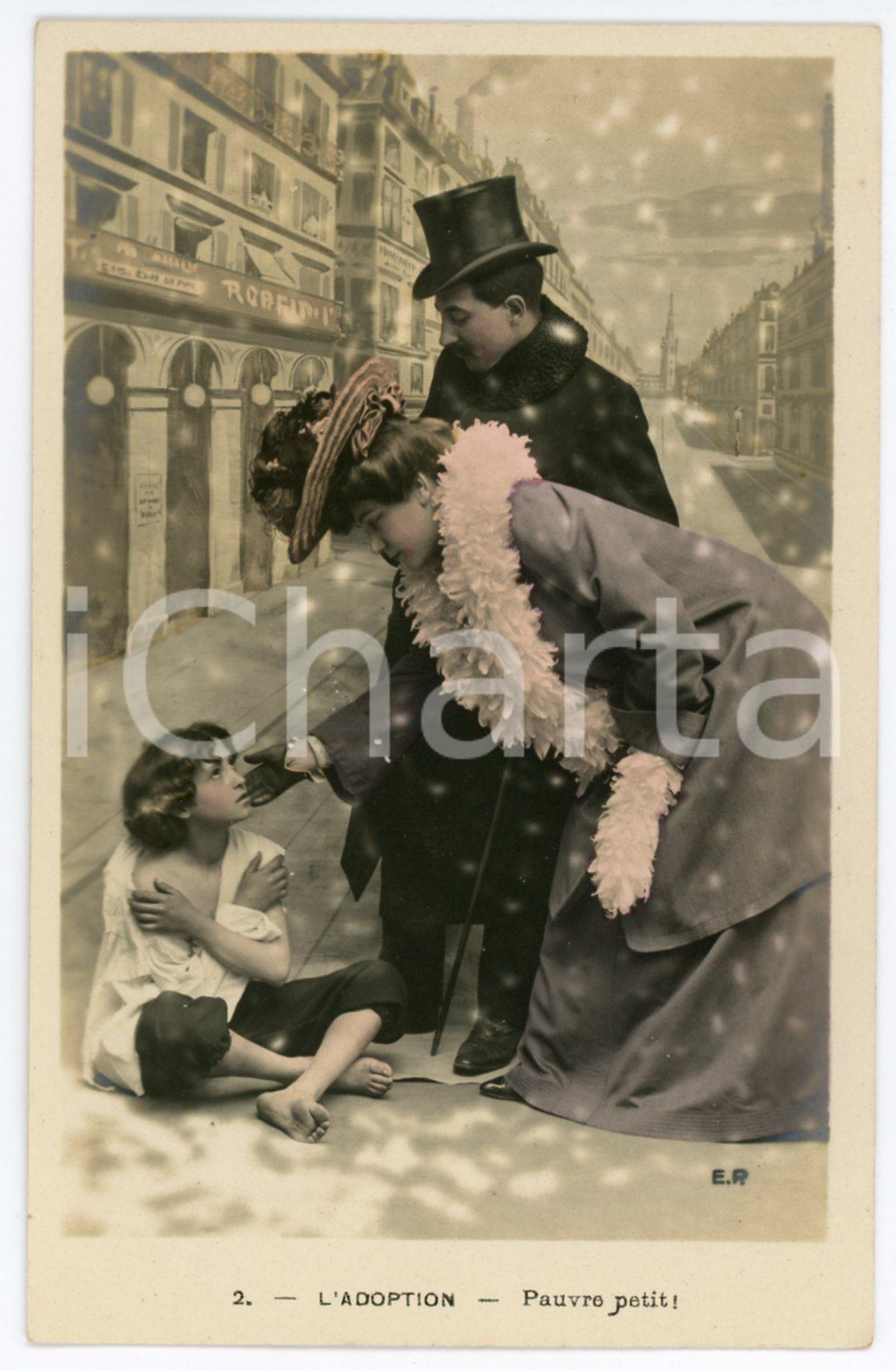 1905 ca FRANCE L'ADOPTION - Pauvre petit! - Vintage postcard n°2  Cartolina postale d'epoca, non viaggiata.CONDIZIONI: GFORMATO: FP    originale e autentica 1