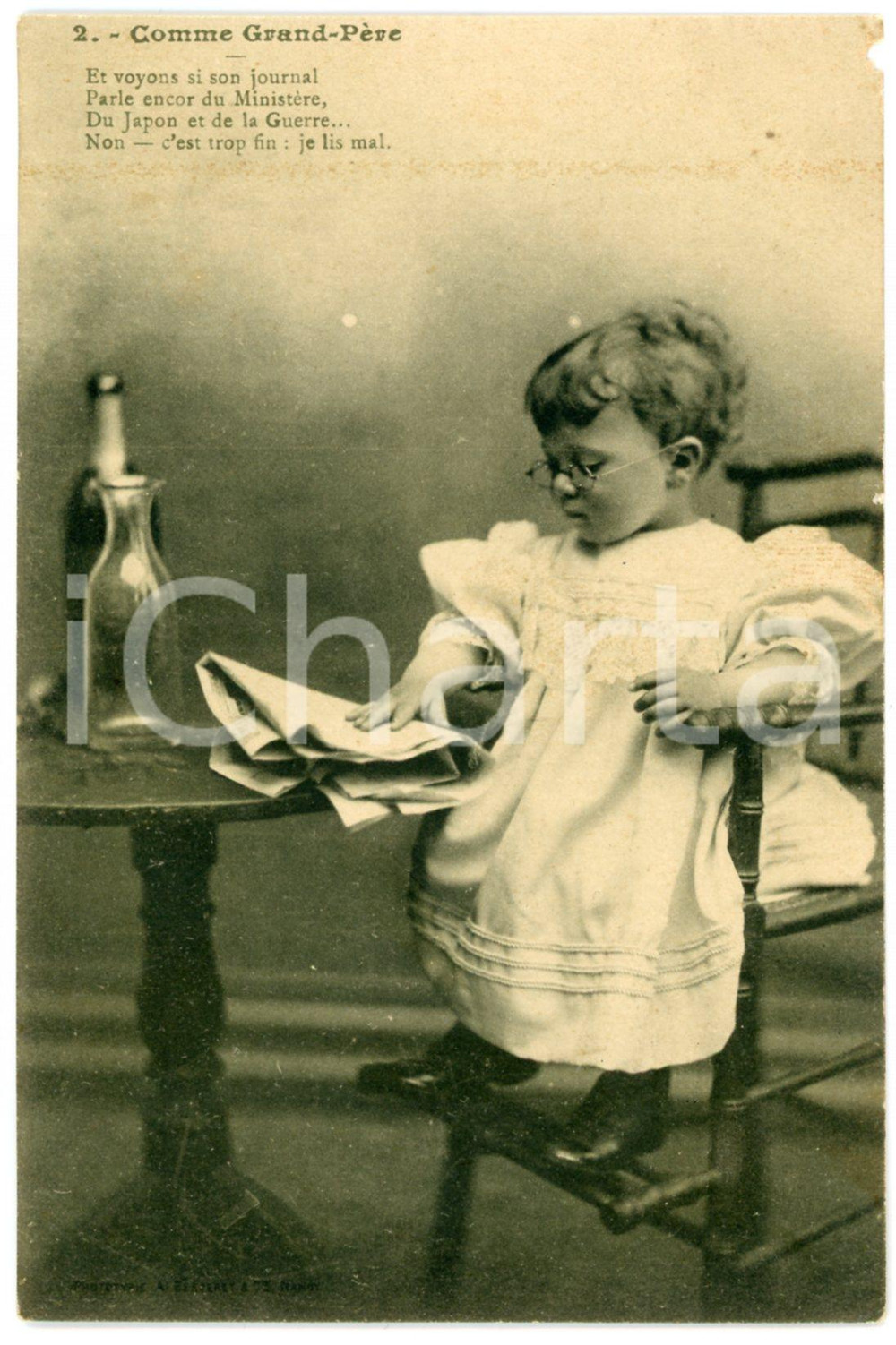 1905 ca FRANCE HUMOUR CHILDREN Comme grand-père *Postcard A. BERGERET  Cartolina postale d'epoca, scritta ma non viaggiata.EDITORE: A. Bergeret - Nancy POOR/danneggiato piccola mancanza marginale; lieve macchia Formato: 9x14 cm originale e autentica 1