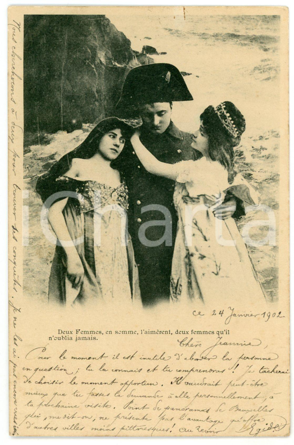 1902 FRANCE HUMOUR Napoléon et les femmes - Deux femmes *Carte postale  Cartolina postale d'epoca, viaggiata. GOOD/buono  Formato: 14x9 cm originale e autentica 1