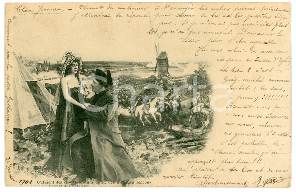 1902 FRANCE HUMOUR Napoléon et les femmes - En bataille *Carte postale  Cartolina postale d'epoca, viaggiata. GOOD/buono  Formato: 14x9 cm originale e autentica 1