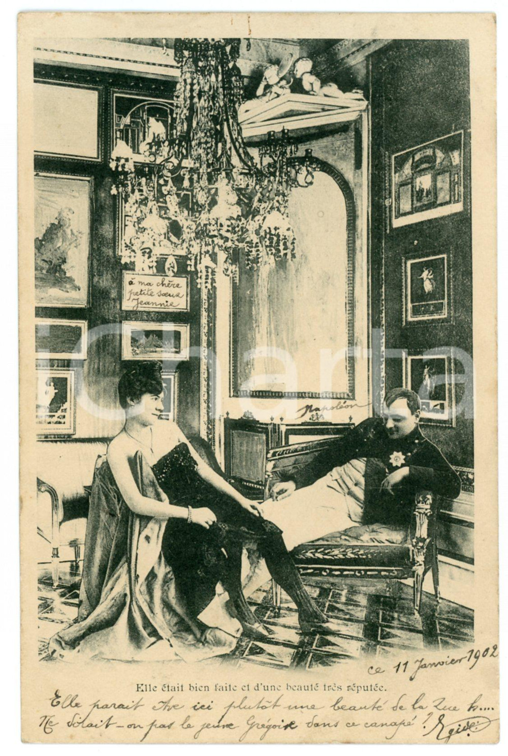 1902 FRANCE HUMOUR Napoléon et les femmes - Elle était bien faite *Carte postale  Cartolina postale d'epoca, viaggiata. GOOD/buono  Formato: 9x14 cm originale e autentica 1