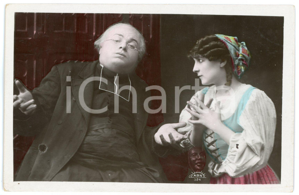 1910 ca ESPAÑA Confessione giovane donna e sacerdote (1) - Postcard Cartolina postale d'epoca, non viaggiata. FAIR/discreto lievi graffi, piegatura marginale e difetti di stampa Formato: 14x9 cm originale e autentica 1