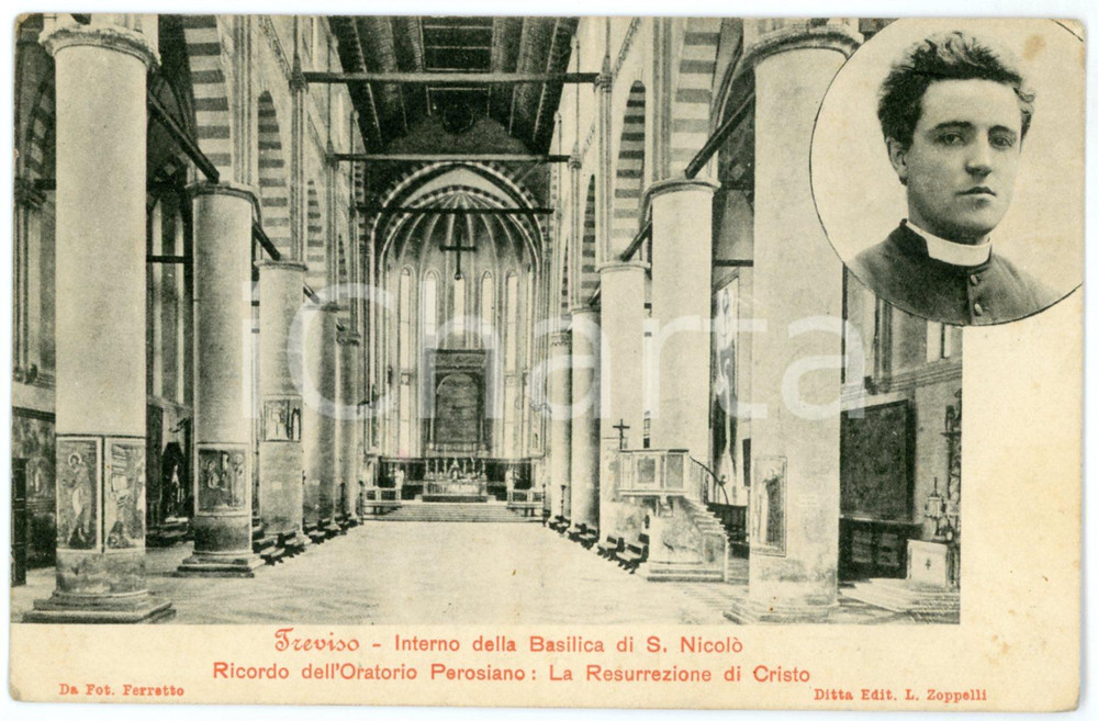 1900 ca TREVISO Interno Basilica S. Nicolò - Ricordo Oratorio Perosiano  Cartolina postale d'epoca, non viaggiata.CONDIZIONI: GFORMATO: FP    originale e autentica 1