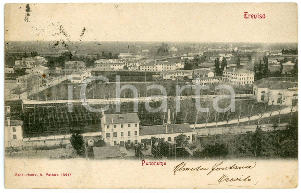 1905 TREVISO Panorama della città - Cartolina postale FP VG  Cartolina postale d'epoca, viaggiata.CONDIZIONI: G (minime macchie)FORMATO: FP    originale e autentica 1