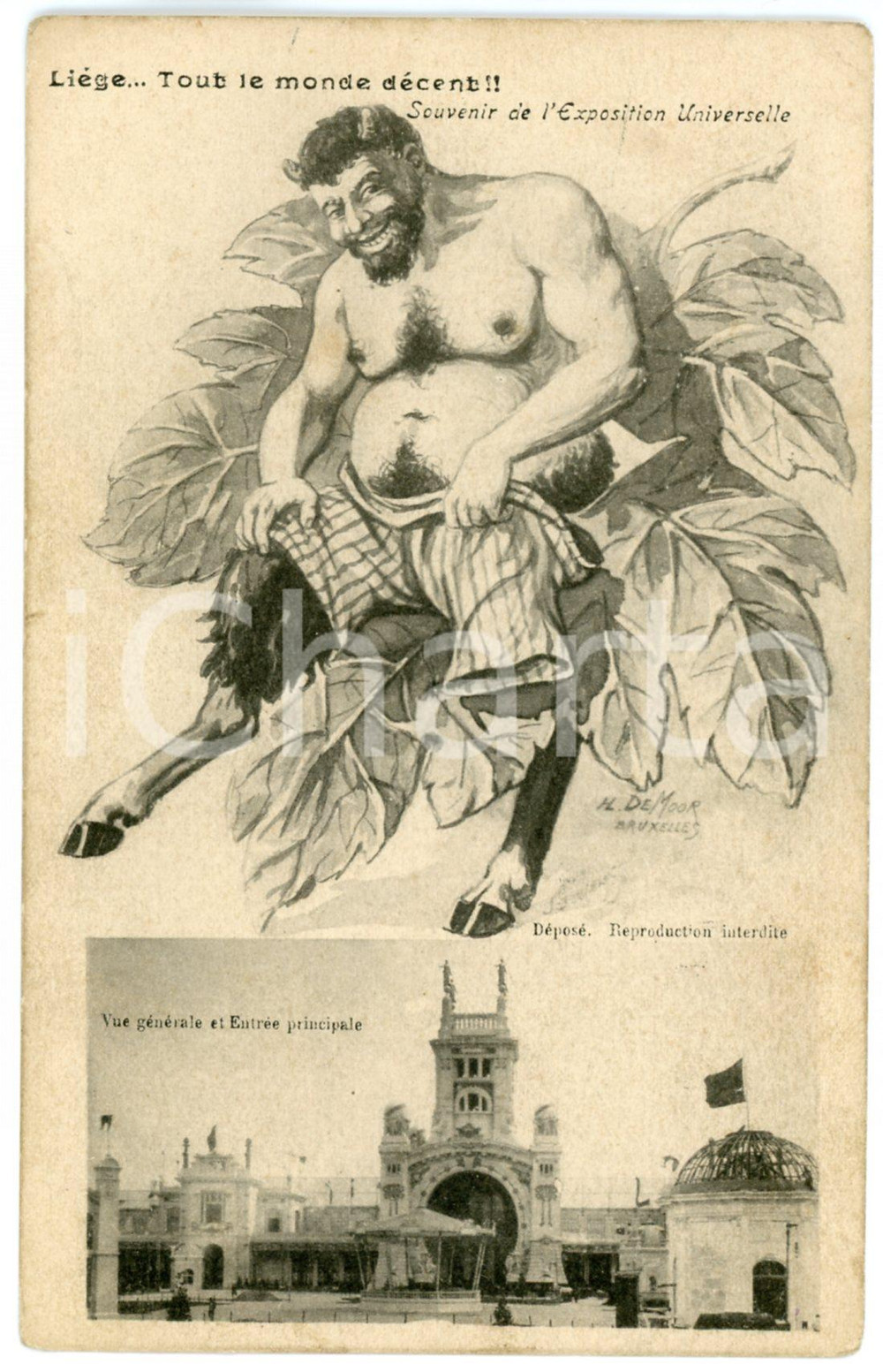 1905 LIÈGE Expositione Universelle - Faune illustré par H. DeMOOR Carte postale  Cartolina postale d'epoca, non viaggiata.CONDIZIONI: FAIR (lievi smussature agli angoli)FORMATO: FP    originale e autentica 1
