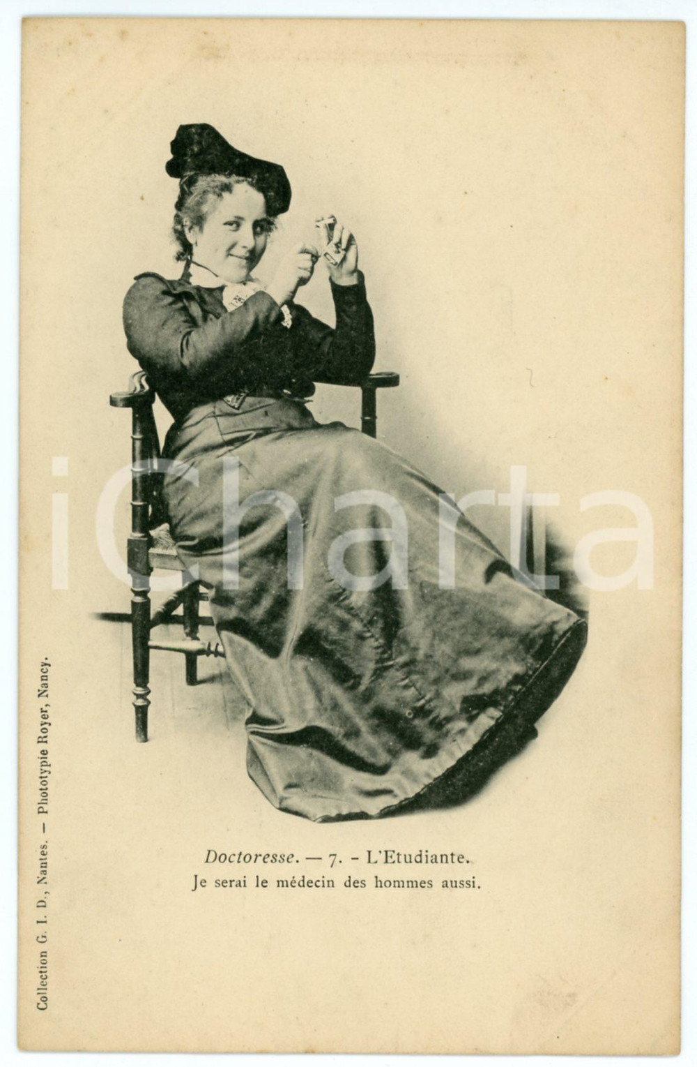 1905 ca DOCTORESSE - L'Etudiante - Doctor woman - Vintage postcard nÂ°7  Cartolina postale d'epoca, non viaggiata.CONDIZIONI: GFORMATO: FP    originale e autentica 1