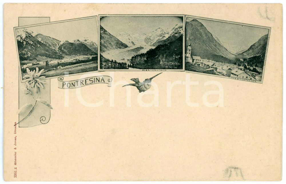 1900 ca PONTRESINA (SVIZZERA) Morteratsch - Roseg Gletscher - Cartolina FP NV  Cartolina postale d'epoca, non viaggiata. FAIR/discreto Lievi smussature agli angoli Formato: FP originale e autentica 1