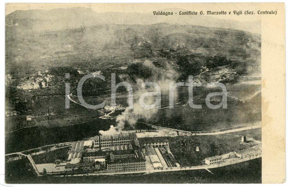 1913 VALDAGNO Lanificio G. MARZOTTO e Figli - Sezione centrale - Cartolina FP  Cartolina postale d'epoca, viaggiata. FAIR/discreto Lievi smussature agli angoli Formato: FP originale e autentica 1