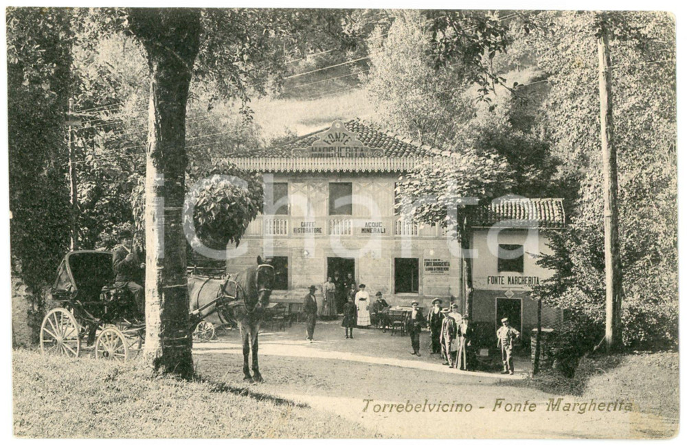 1909 TORREBELVICINO (VI) Fonte Margherita - Cartolina ANIMATA carrozza  Cartolina postale d'epoca, viaggiata.CONDIZIONI: GFORMATO: FP    originale e autentica 1