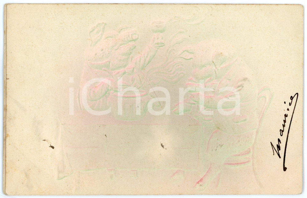 1904 HUMOUR Pigs drinking punch - Anthropormophic - Embossed Postcard FP VG  Cartolina postale d'epoca, viaggiata.CONDIZIONI: FAIRFORMATO: FP    originale e autentica 1