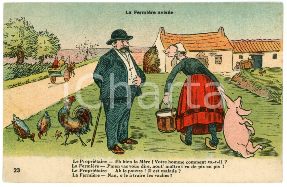 1910 ca HUMOUR La FermiÃ¨re avisÃ©e - Carte postale ILLUSTRÃ‰E FP NV  Cartolina postale d'epoca, non viaggiata.CONDIZIONI: FAIRFORMATO: FP    originale e autentica 1