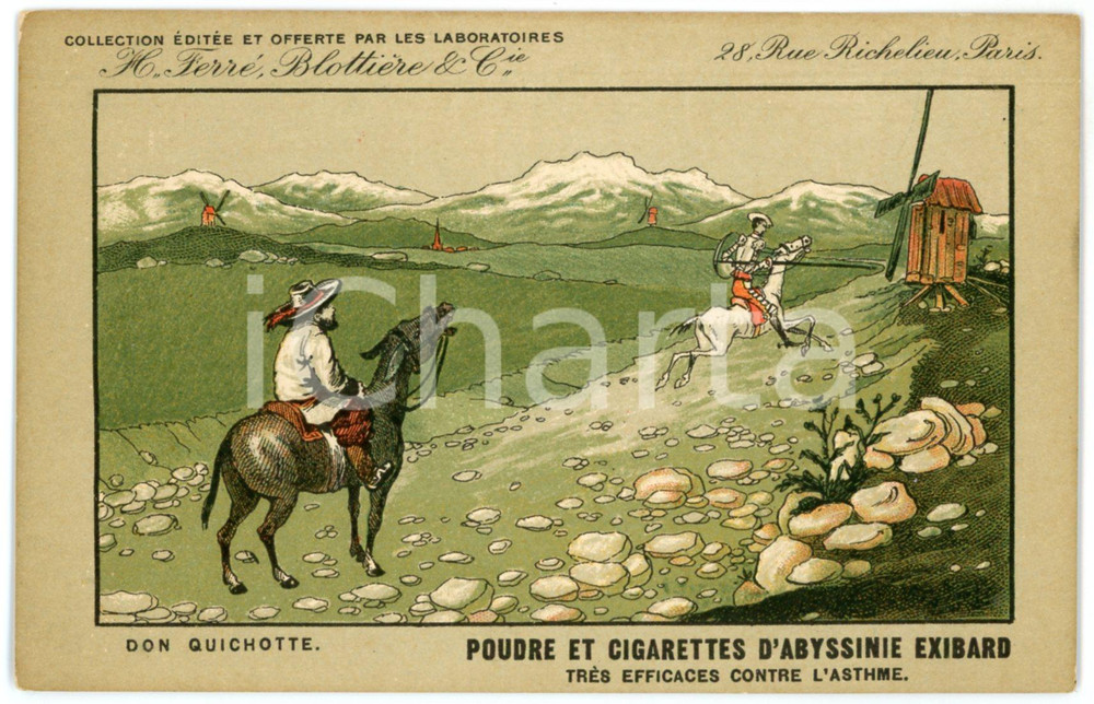 1910 ca CIGARETTES D'EXIBARD Don Quichotte - Carte postale ILLUSTRÉE FP NV  Cartolina postale d'epoca, non viaggiata.CONDIZIONI: FAIRFORMATO: FP    originale e autentica 1
