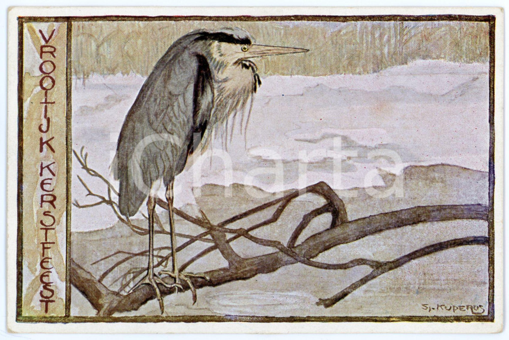 1941 VROOLIJK KERSTFEEST Blauwe reiger - Ill. by Sjoerd KUPERUS Postcard FP VG Cartolina postale d'epoca, viaggiata.CONDIZIONI: FAIRFORMATO: 9x14 cm    originale e autentica 1