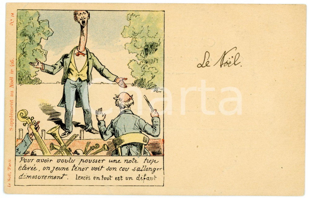 1900ca HUMOUR Homme au long cou - Supplement au NOEL 425 Carte postale FP NV Cartolina postale d'epoca, non viaggiata.CONDIZIONI: FAIR (piegatura all'angolo superiore sinistro)FORMATO: 9x14 cm    originale e autentica 1