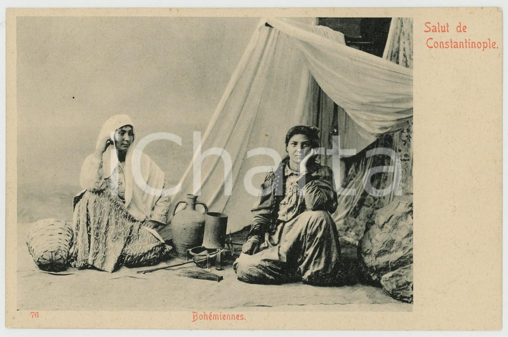 1900 ca CONSTANTINOPLE (TURQUIE) Bohémiennes - Gipsy women - Carte postale  Cartolina postale d'epoca, non viaggiata.CONDIZIONI: GFORMATO: FP    originale e autentica 1