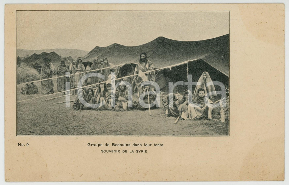 1900 ca SYRIE Groupe de Bedouins dans leur tente - Carte postale vintage  Cartolina postale d'epoca, non viaggiata.CONDIZIONI: GFORMATO: FP    originale e autentica 1