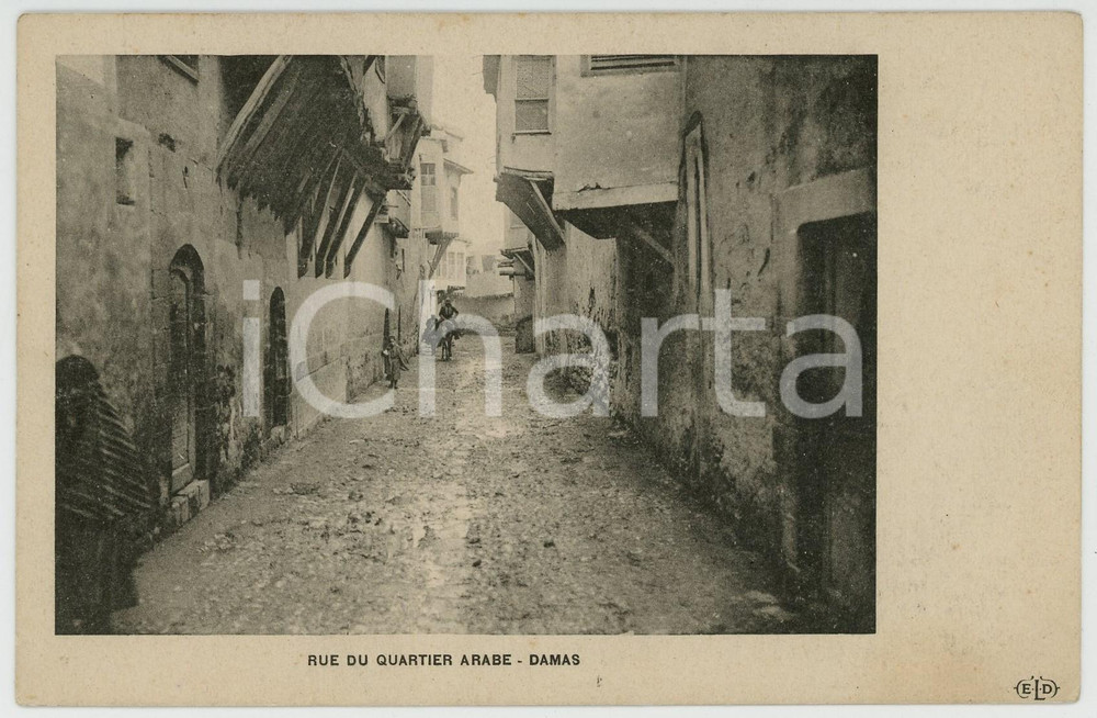 1909 DAMAS (SYRIE) Rue du Quartier Arabe - Carte postale vintage ANIMEE  Cartolina postale d'epoca, scritta ma non viaggiata.CONDIZIONI: G (minime fioriture al verso)FORMATO: FP    originale e autentica 1