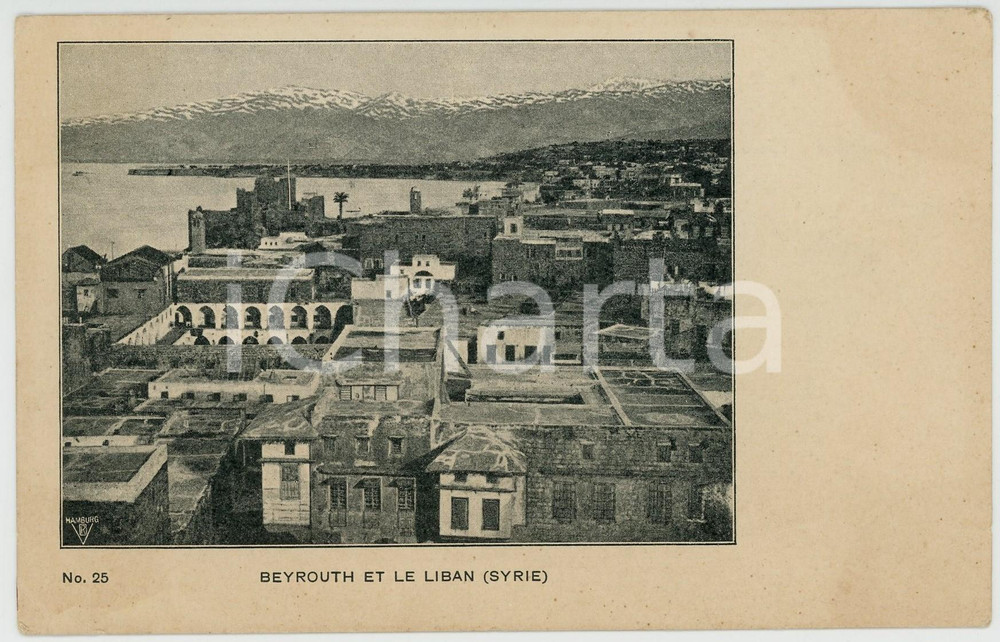 1900 ca BEYROUTH (LIBAN / SYRIE) Vue générale - Vintage French postcard  Cartolina postale d'epoca, non viaggiata.CONDIZIONI: G (lievi smussature angolari)FORMATO: FPEDITORE: Hamburg - No. 25    originale e autentica 1