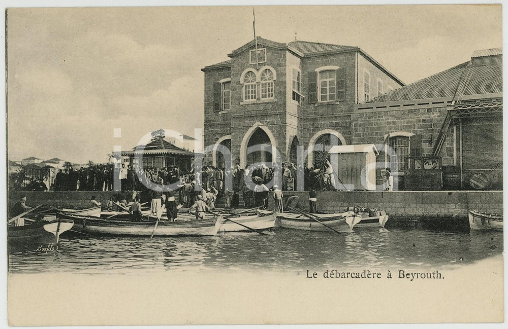 1900 ca BEYROUTH (LIBAN) La débarcadère - French ANIMATED postcard  Cartolina postale d'epoca, non viaggiata.CONDIZIONI: G FORMATO: FP    originale e autentica 1