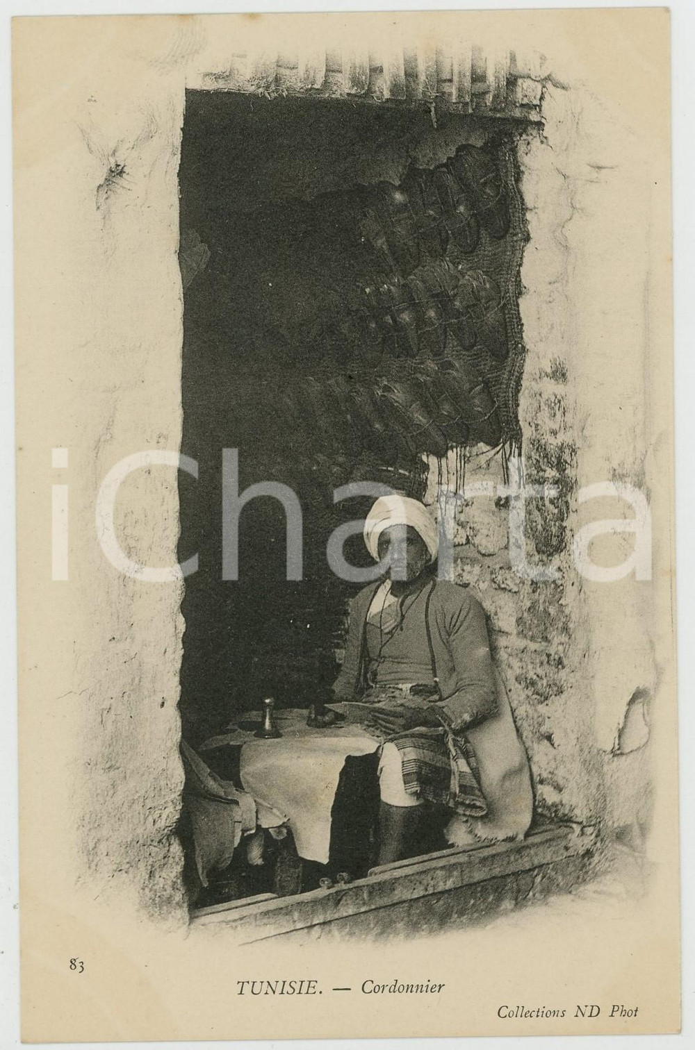 1900 ca TUNISIE - MÃ‰TIERS - Cordonnier - ANIMATED postcard Cartolina postale d'epoca, non viaggiata.CONDIZIONI: GFORMATO: FP    originale e autentica 1