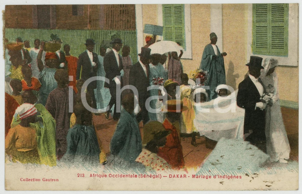 1917 DAKAR (SENEGAL) Mariage d'indigènes - Carte postale coll. Gautron Cartolina postale d'epoca, viaggiata.CONDIZIONI: GFORMATO: FP    originale e autentica 1