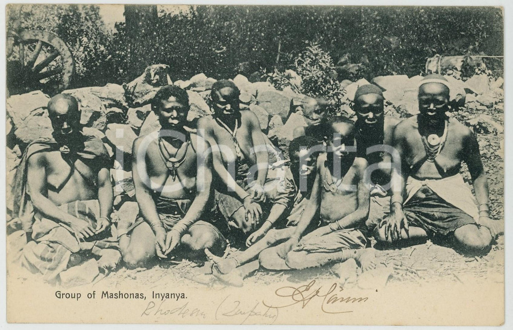 1900 ca RHODESIA AFRICA Group of MASHONAS, INYANYA - Postcard TYPES ETHNIC Cartolina postale d'epoca, non viaggiata.CONDIZIONI: GFORMATO: FP    originale e autentica 1