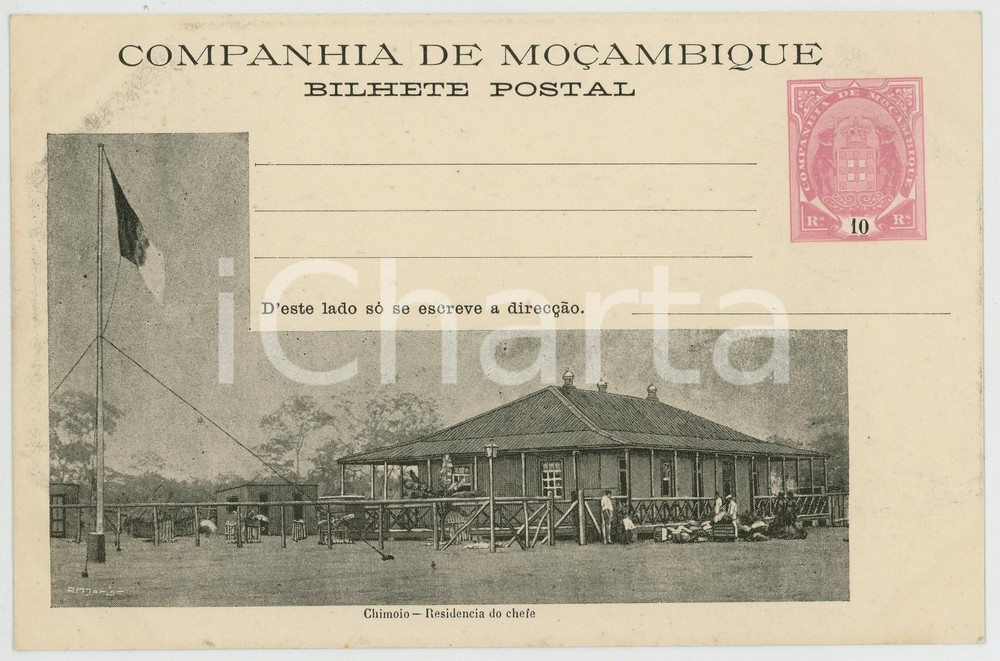 1910 ca COMPANHIA DE MOÃ‡AMBIQUE CHIMOIO Residencia de chiefe - Bilhete postal Biglietto postale d'epoca.CONDIZIONI: GFORMATO: FP     originale e autentica 1
