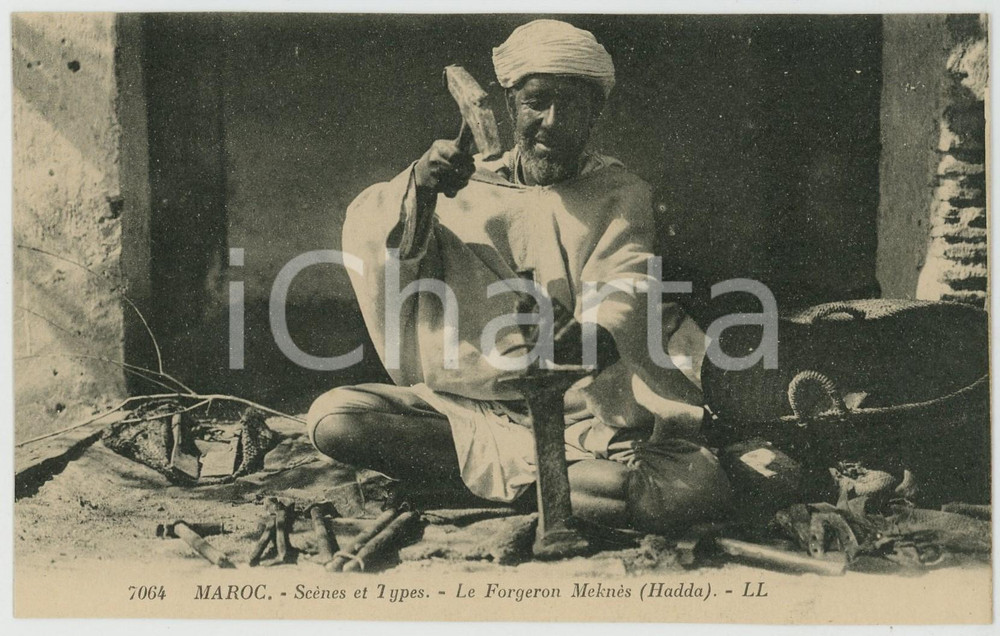 1915 ca MAROC Scènes et Types - Le forgeron MEKNES (HADDA) - Carte postale Cartolina postale d'epoca, non viaggiata.CONDIZIONI: GFORMATO: FP    originale e autentica 1